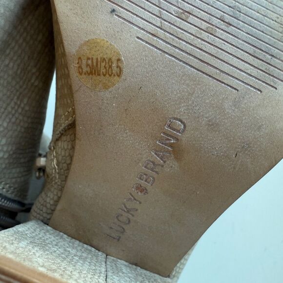 EUC Lucky Brand Rainns Ankle Boot, Taupe Snakeskin pattern, Women’s 8.5 - Picture 8 of 8